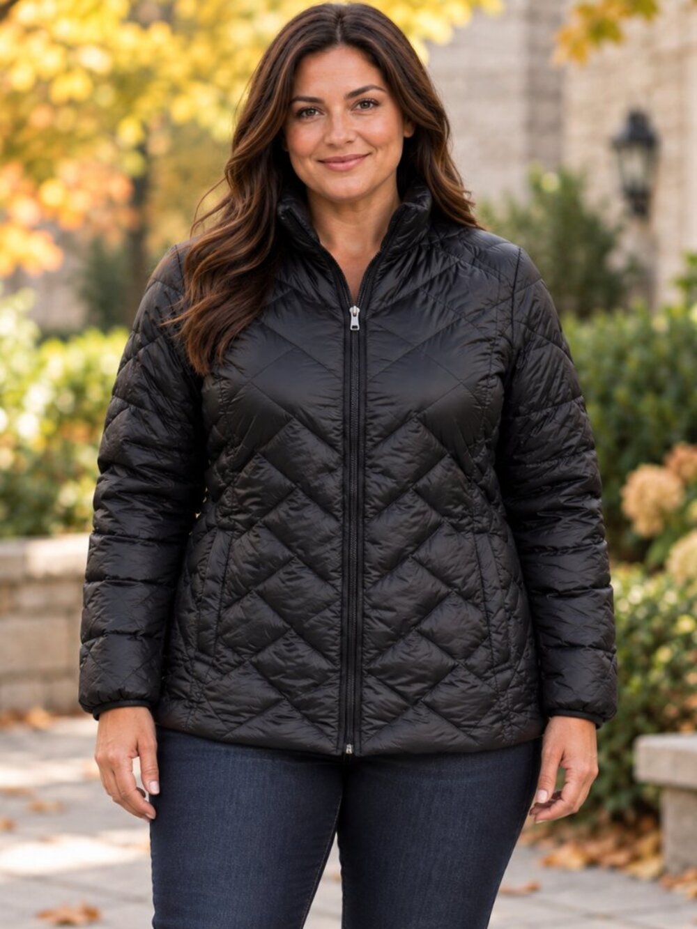 London Fog Womens XXL Black Packable Down Puffer Jacket Lightweight Quilted